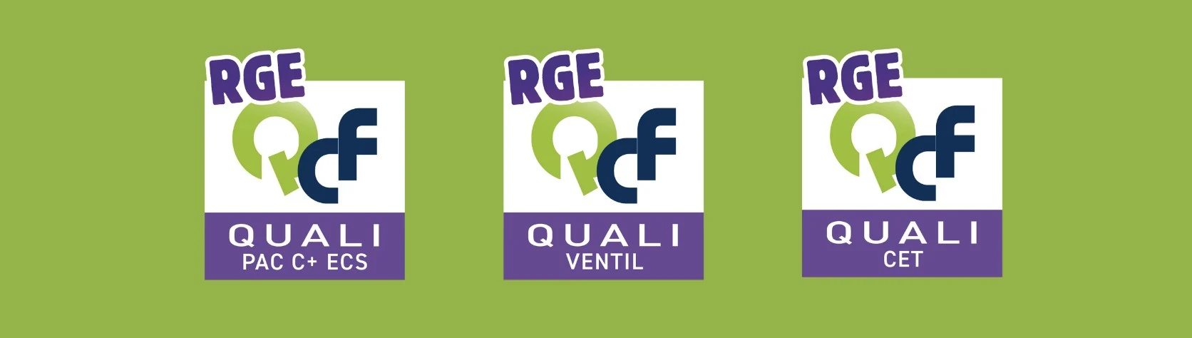 Présentations des logos des 3 offres de qualifications RGE de Qualiclimafroid